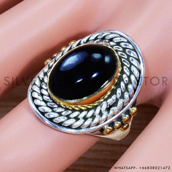 Black Onyx 925 Sterling Silver Ring (SJWR-1501)