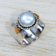 Magnificent 925 Sterling Silver And Brass Jewelry Pearl Gemstone Ring SJWR-1503