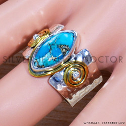 Copper Turquoise 925 Sterling Silver Ring (SJWR-1504)