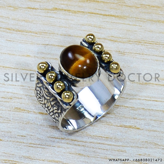 Tiger Eye 925 Sterling Silver Ring (SJWR-1509)