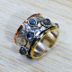 Labradorite Gemstone 925 Sterling Silver And Brass Jewelry Fancy Ring SJWR-1525