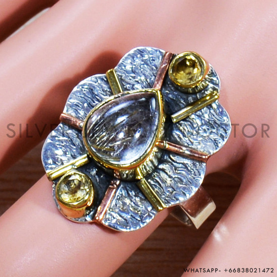 Golden Rutile 925 Sterling Silver Ring (SJWR-1531)