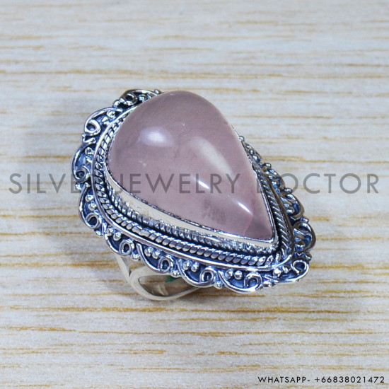Rose Quartz 925 Sterling Silver Ring (SJWR-1535) Rose Quartz 925 Sterling Silver Ring (SJWR-1535)
