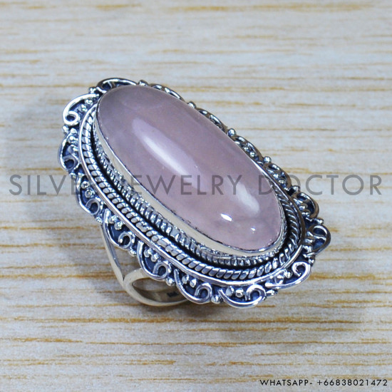 Rose Quartz 925 Sterling Silver Ring (SJWR-1537) Rose Quartz 925 Sterling Silver Ring (SJWR-1537)