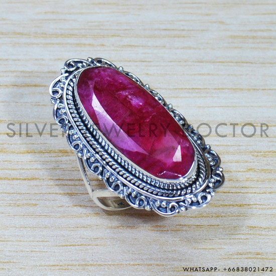 Ruby 925 Sterling Silver Ring (SJWR-1542)