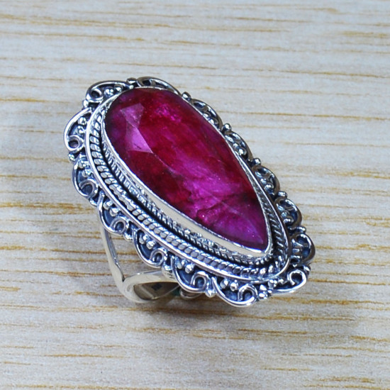 925 Sterling Silver Ruby Gemstone Anniversary Gift Jewelry Ring SJWR-1543