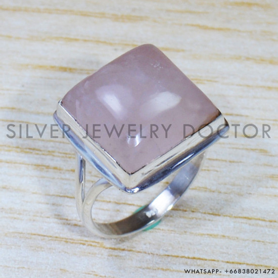 Rose Quartz 925 Sterling Silver Ring (SJWR-1546)