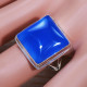 Authentic 925 Sterling Silver Jewelry Blue Chalcedony Gemstone Ring SJWR-1550