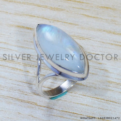 Rainbow Moonstone 925 Sterling Silver Ring (SJWR-1555) Rainbow Moonstone 925 Sterling Silver Ring (SJWR-1555)