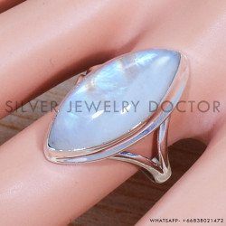 Rainbow Moonstone 925 Sterling Silver Ring (SJWR-1555)