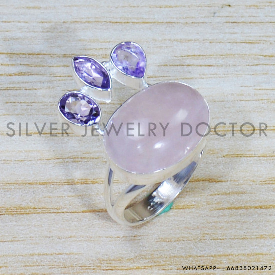 Rose Quartz 925 Sterling Silver Ring (SJWR-1561) Rose Quartz 925 Sterling Silver Ring (SJWR-1561)