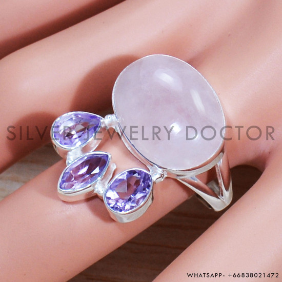 Rose Quartz 925 Sterling Silver Ring (SJWR-1561) Rose Quartz 925 Sterling Silver Ring (SJWR-1561)