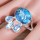 925 Sterling Silver Fancy Jewelry Copper Turquoise And Blue Topaz Gemstone Ring SJWR-1563