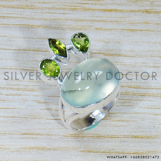 Prehnite And Peridot Gemstone Royal Jewelry 925 Sterling Silver Ring SJWR-1567