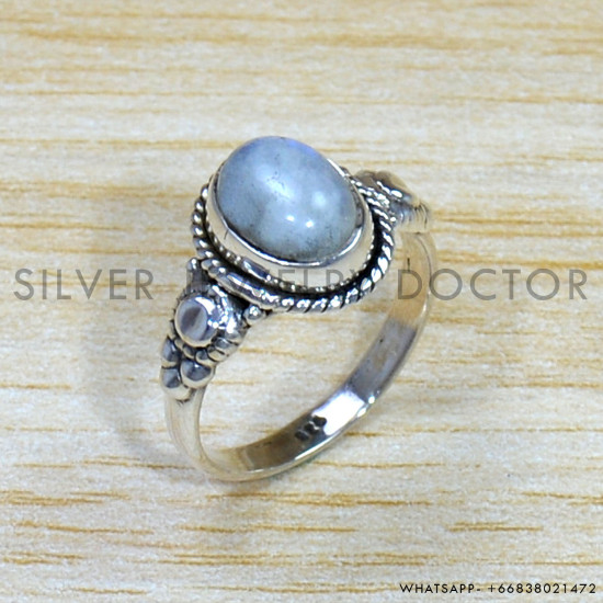 Rainbow Moonstone 925 Sterling Silver Ring (SJWR-1583) Rainbow Moonstone 925 Sterling Silver Ring (SJWR-1583)