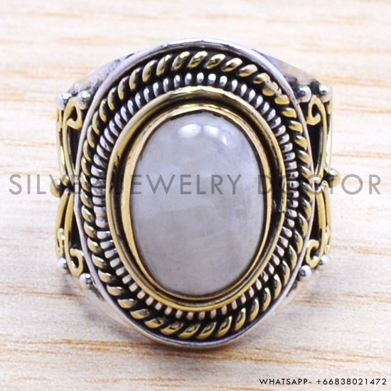 Rainbow Moonstone 925 Sterling Silver Ring (SJWR-160) Rainbow Moonstone 925 Sterling Silver Ring (SJWR-160)