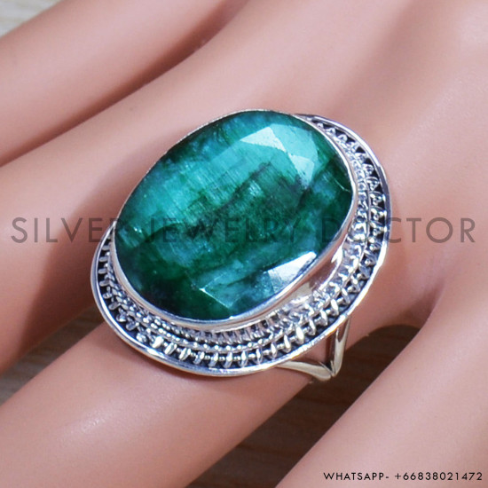 Emerald 925 Sterling Silver Ring (SJWR-1612)