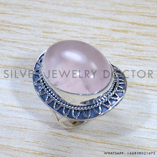 Rose Quartz 925 Sterling Silver Ring (SJWR-1616)