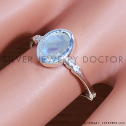 Rainbow Moonstone 925 Sterling Silver Ring (SJWR-1623)
