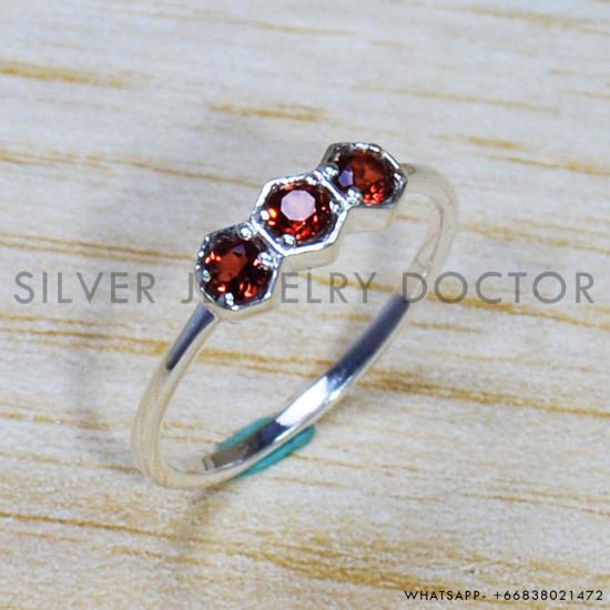 Garnet 925 Sterling Silver Ring (SJWR-1636)