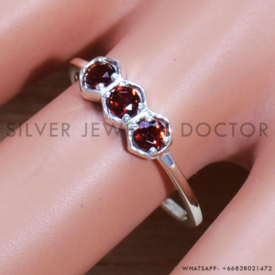 Garnet 925 Sterling Silver Ring (SJWR-1636)