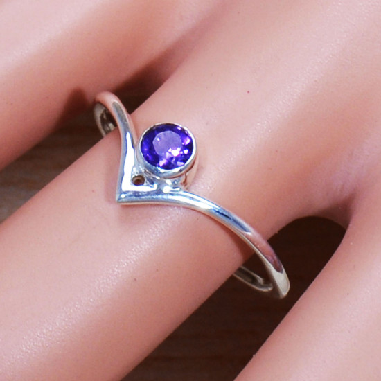 Amethyst Gemstone Casual Wear Jewelry 925 Sterling Silver Ring SJWR-1637