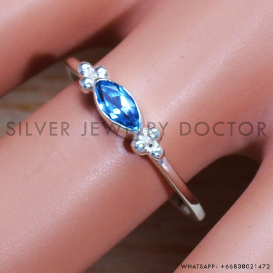 Blue Topaz 925 Sterling Silver Ring (SJWR-1658) Blue Topaz 925 Sterling Silver Ring (SJWR-1658)