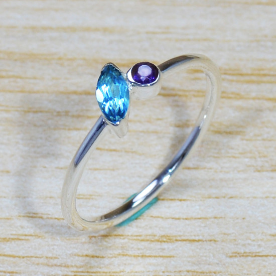 Blue Topaz And Amethyst Gemstone 925 Sterling Silver Jewelry Ring SJWR-1660
