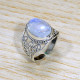 Vintage Look Jewelry 925 Sterling Silver Rainbow Moonstone Adjustable Ring SJWR-1676