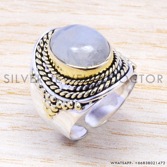 Rainbow Moonstone 925 Sterling Silver Ring (SJWR-168) Rainbow Moonstone 925 Sterling Silver Ring (SJWR-168)