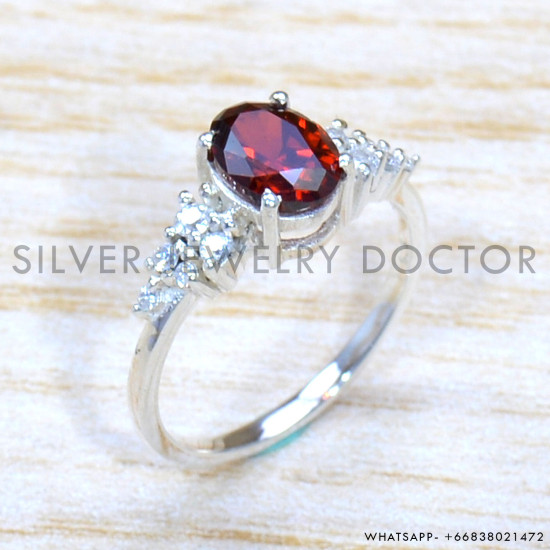 Garnet 925 Sterling Silver Ring (SJWR-1688)