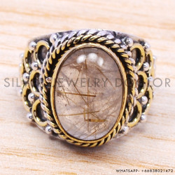 Golden Rutile 925 Sterling Silver Ring (SJWR-169)