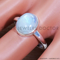 Rainbow Moonstone 925 Sterling Silver Ring (SJWR-1699)