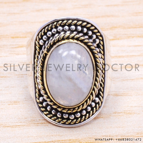 Rainbow Moonstone 925 Sterling Silver Ring (SJWR-170) Rainbow Moonstone 925 Sterling Silver Ring (SJWR-170)