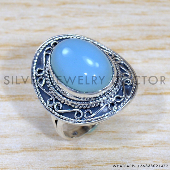 Chalcedony 925 Sterling Silver Ring (SJWR-1716)