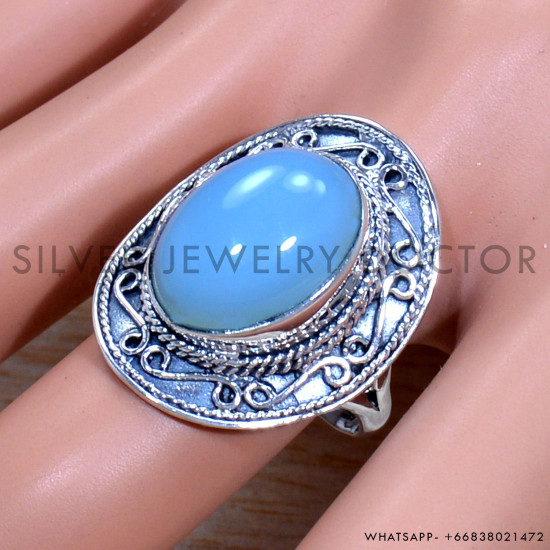 Chalcedony 925 Sterling Silver Ring (SJWR-1716)