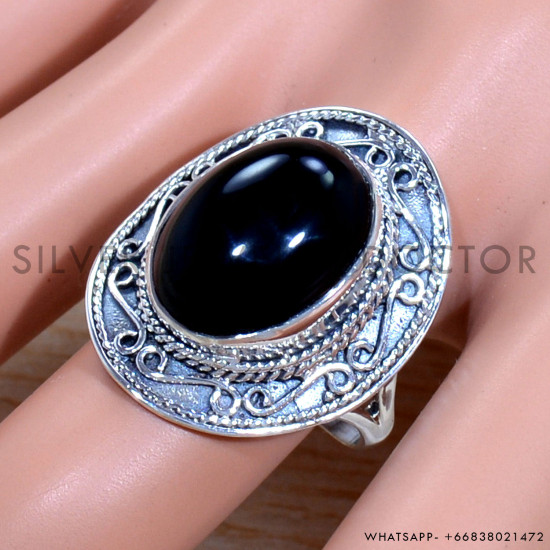 Black Onyx 925 Sterling Silver Ring (SJWR-1717)