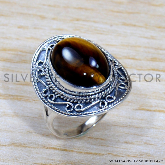 Tiger Eye 925 Sterling Silver Ring (SJWR-1719)