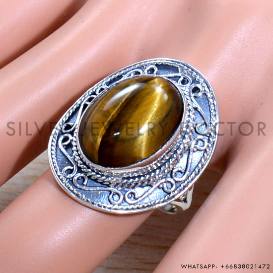 Tiger Eye 925 Sterling Silver Ring (SJWR-1719)