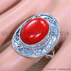 Coral 925 Sterling Silver Ring (SJWR-1721)