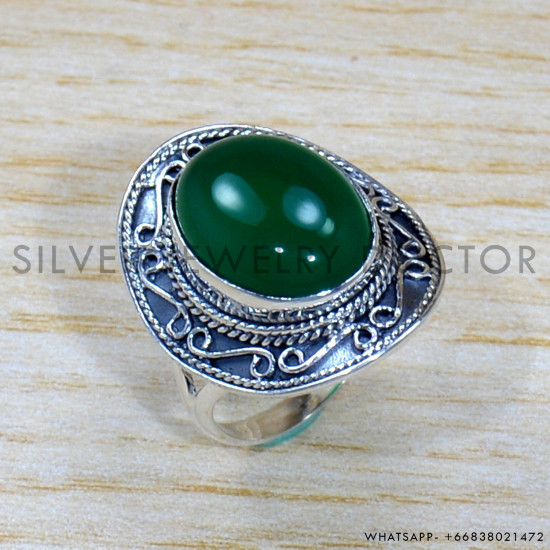 Green Onyx 925 Sterling Silver Ring (SJWR-1724)