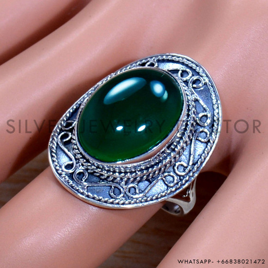 Green Onyx 925 Sterling Silver Ring (SJWR-1724)