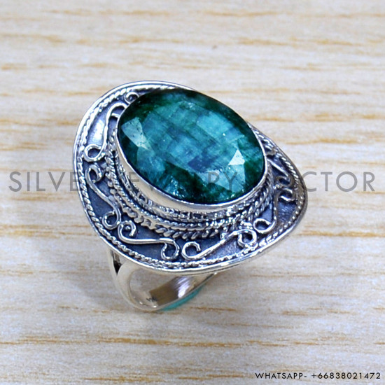 Emerald 925 Sterling Silver Ring (SJWR-1725)