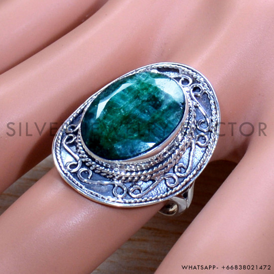 Emerald 925 Sterling Silver Ring (SJWR-1725)