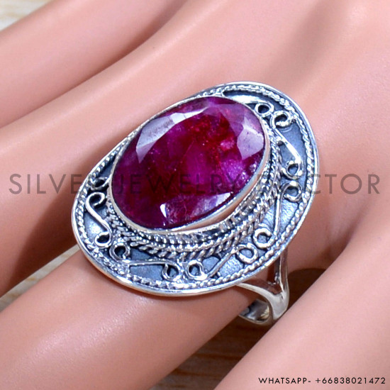 Ruby 925 Sterling Silver Ring (SJWR-1727)