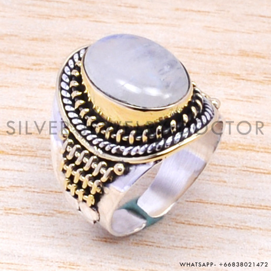 Rainbow Moonstone 925 Sterling Silver Ring (SJWR-173) Rainbow Moonstone 925 Sterling Silver Ring (SJWR-173)