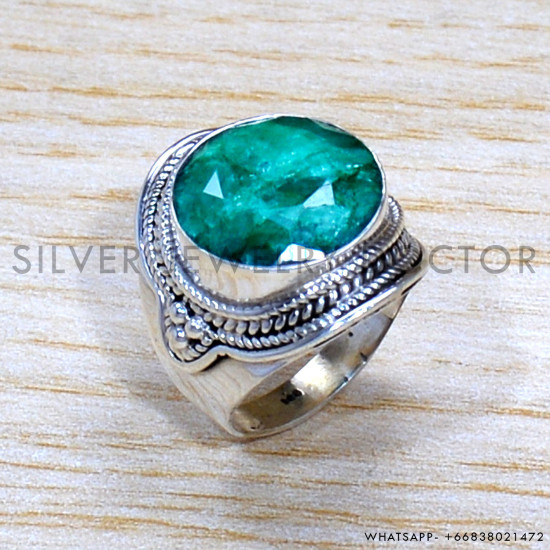 Emerald 925 Sterling Silver Ring (SJWR-1730)
