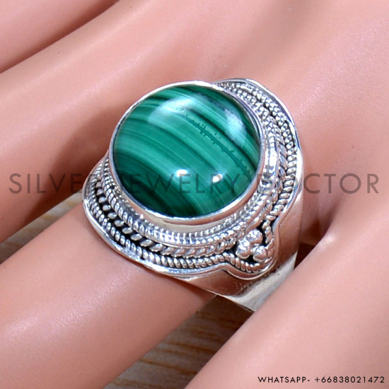 Malachite 925 Sterling Silver Ring (SJWR-1733)
