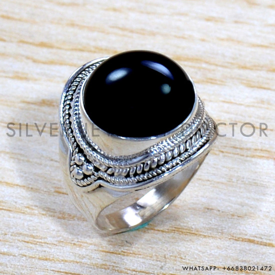 Black Onyx 925 Sterling Silver Ring (SJWR-1737)