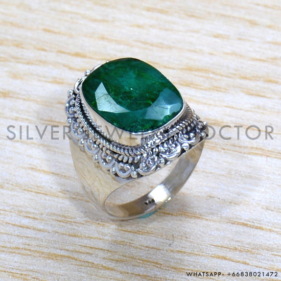 Emerald 925 Sterling Silver Ring (SJWR-1742)